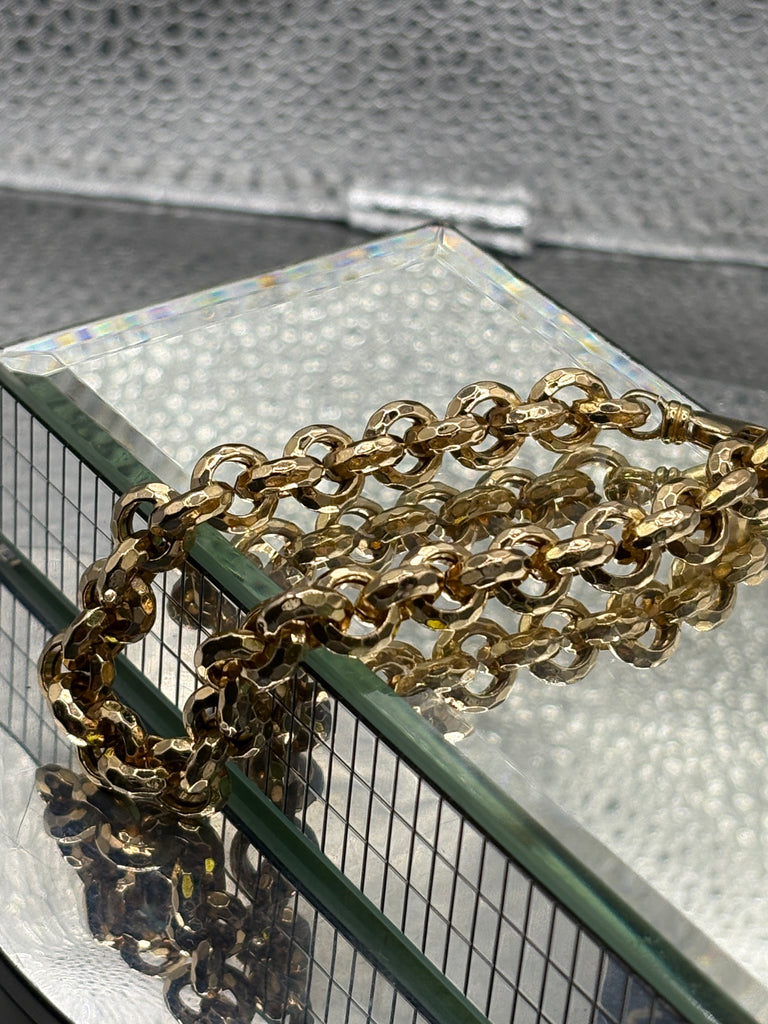 View five of Ladies Italian 14 Karat Yellow Gold Round Beveled Link Bracelet