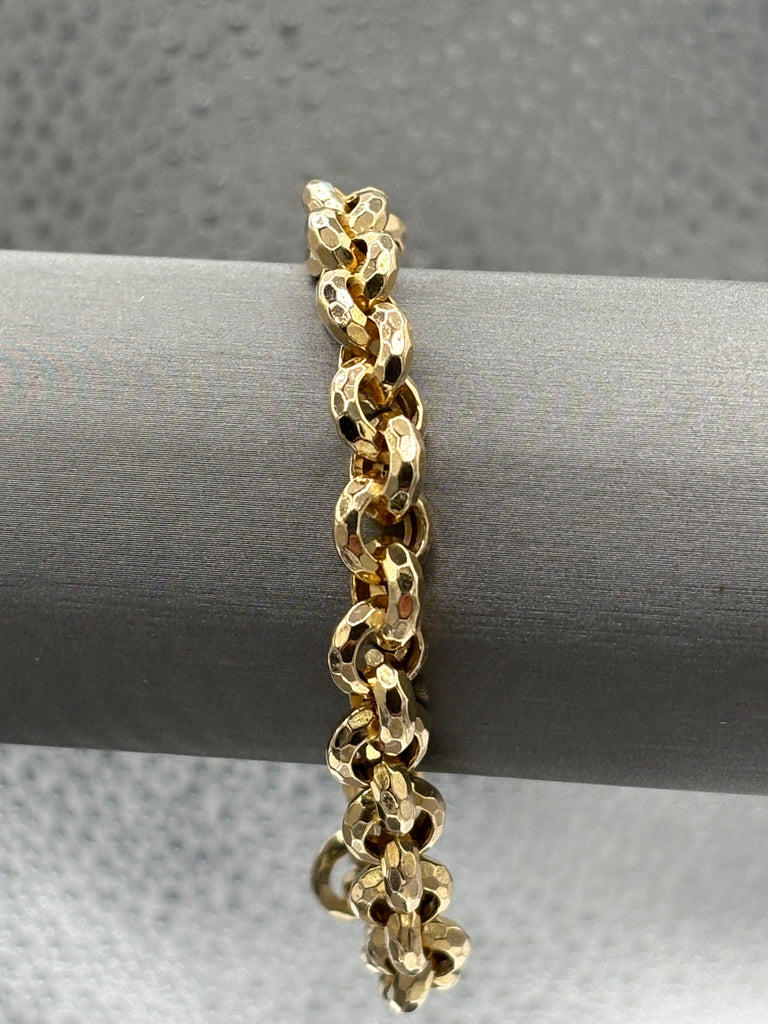 View eight of Ladies Italian 14 Karat Yellow Gold Round Beveled Link Bracelet