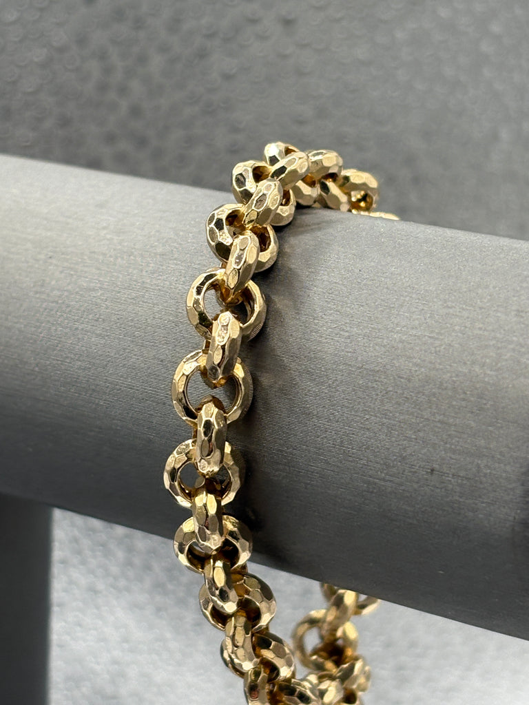View nine of Ladies Italian 14 Karat Yellow Gold Round Beveled Link Bracelet