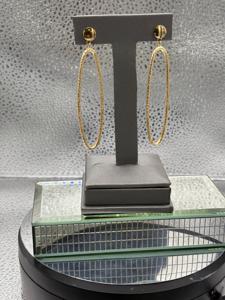 View one of Ladies 14 Karat Yellow Gold Large Oval Dangling Hoop Earrings