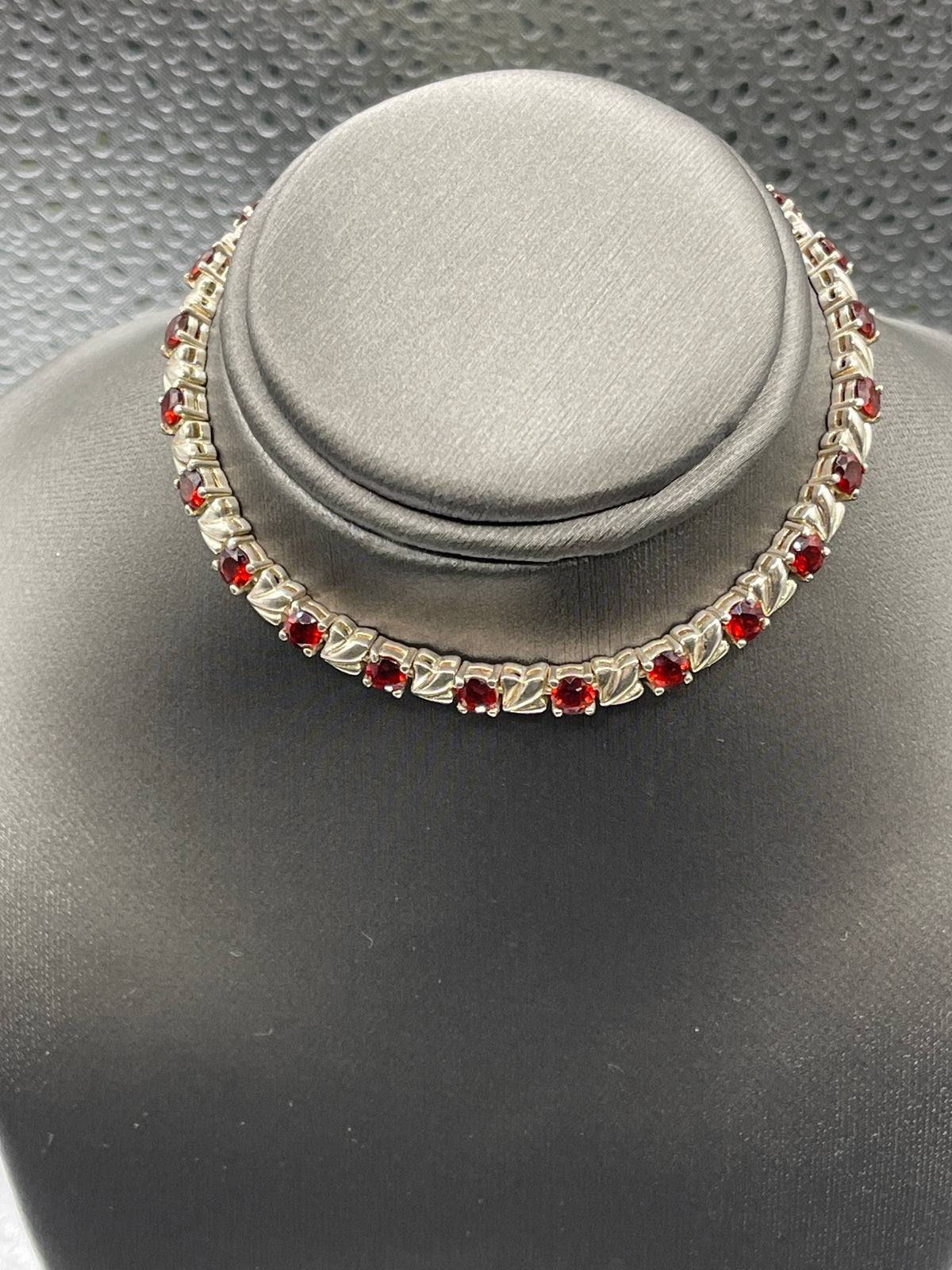 Ladies Sterling Silver and Garnet Bracelet