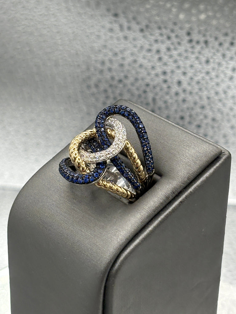 View one of Ladies 14 Karat W&Y Gold Diamond & Sapphire Lasso Love Ring