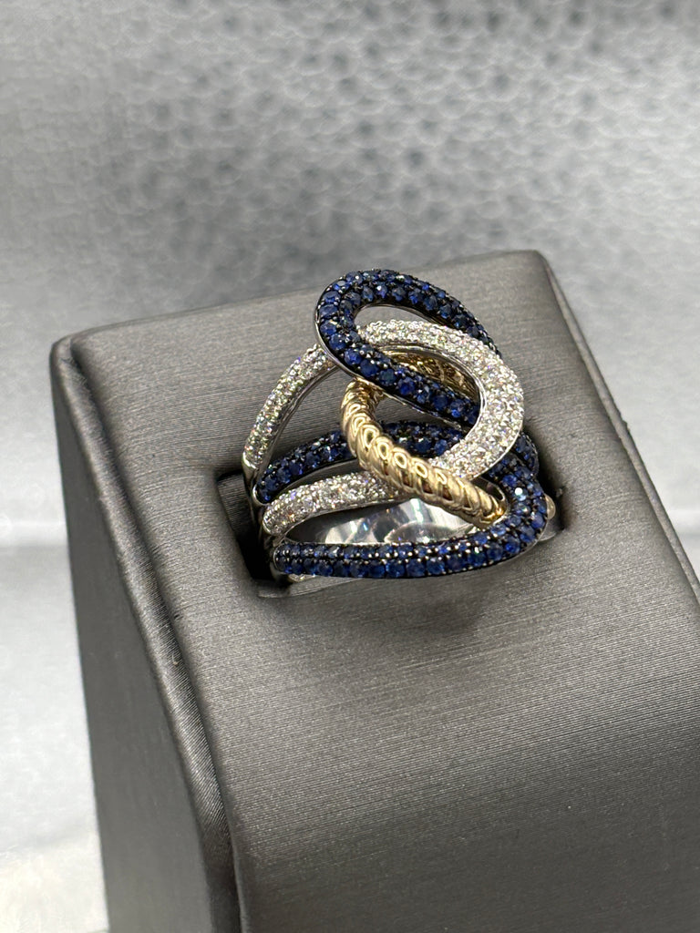 View three of Ladies 14 Karat W&Y Gold Diamond & Sapphire Lasso Love Ring