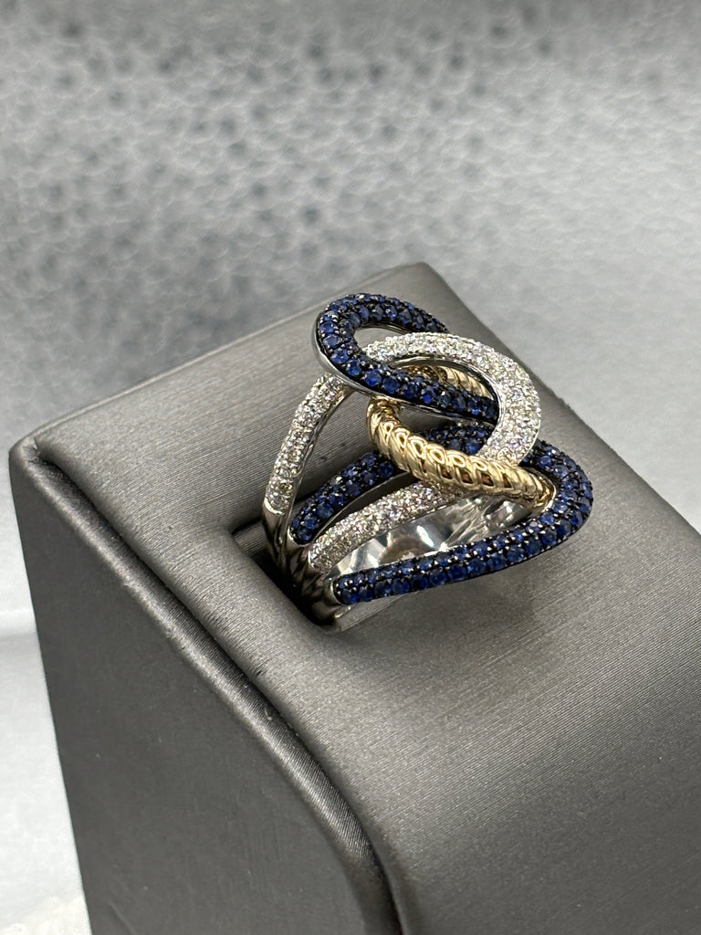 View four of Ladies 14 Karat W&Y Gold Diamond & Sapphire Lasso Love Ring