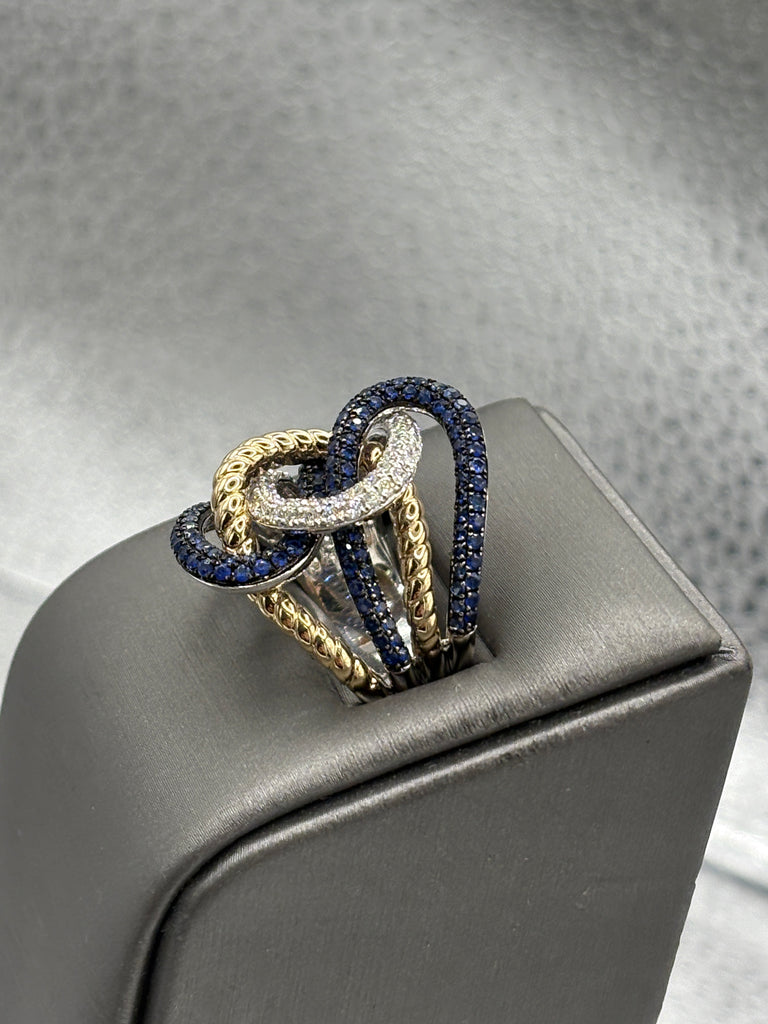 View five of Ladies 14 Karat W&Y Gold Diamond & Sapphire Lasso Love Ring