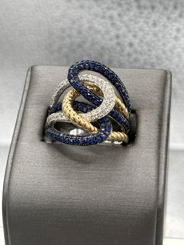 View seven of Ladies 14 Karat W&Y Gold Diamond & Sapphire Lasso Love Ring