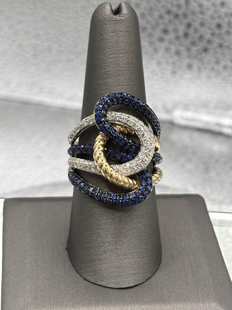 View nine of Ladies 14 Karat W&Y Gold Diamond & Sapphire Lasso Love Ring