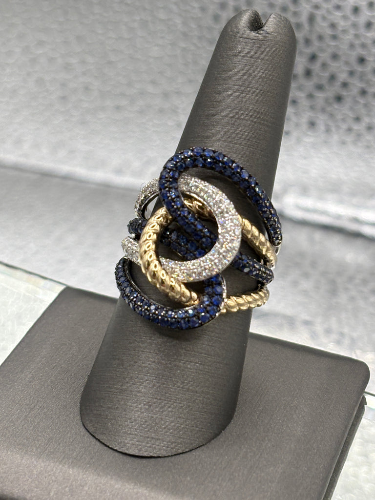 View ten of Ladies 14 Karat W&Y Gold Diamond & Sapphire Lasso Love Ring