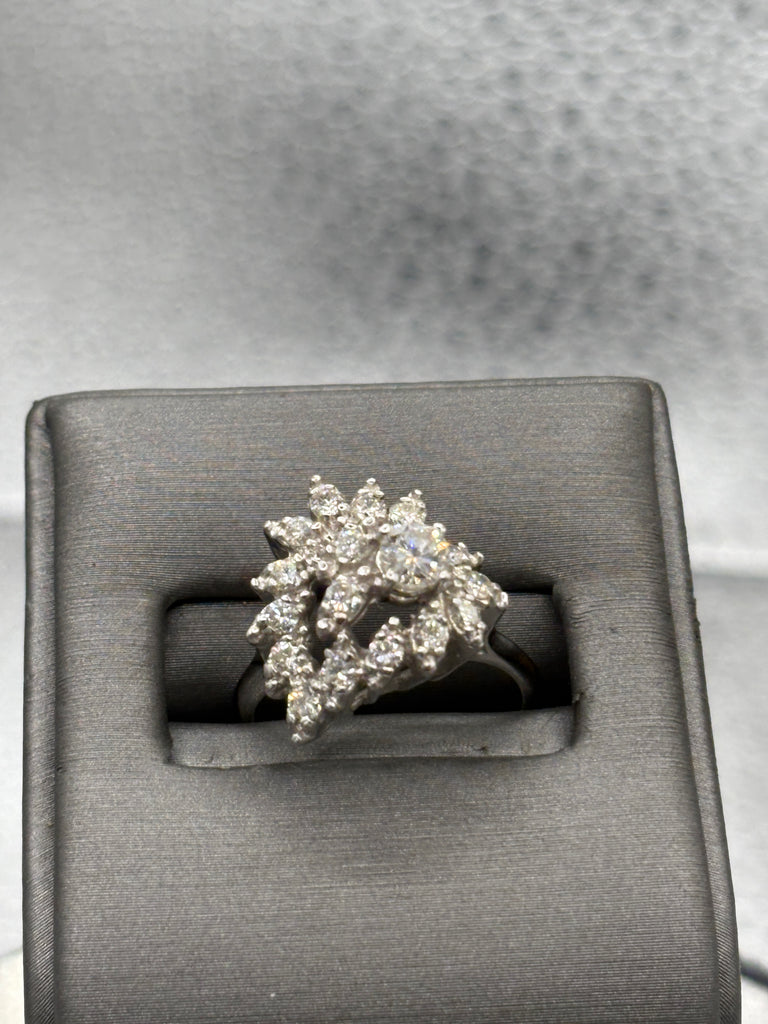 View one of Ladies Elegant 14 Karat White Gold Diamond Floral Heart Ring