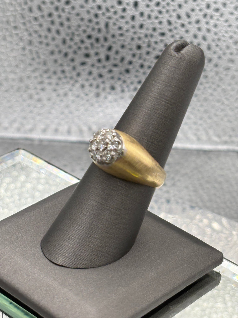 View one of Ladies / Gents 14 Karat Yellow Gold Diamond Cluster Ring