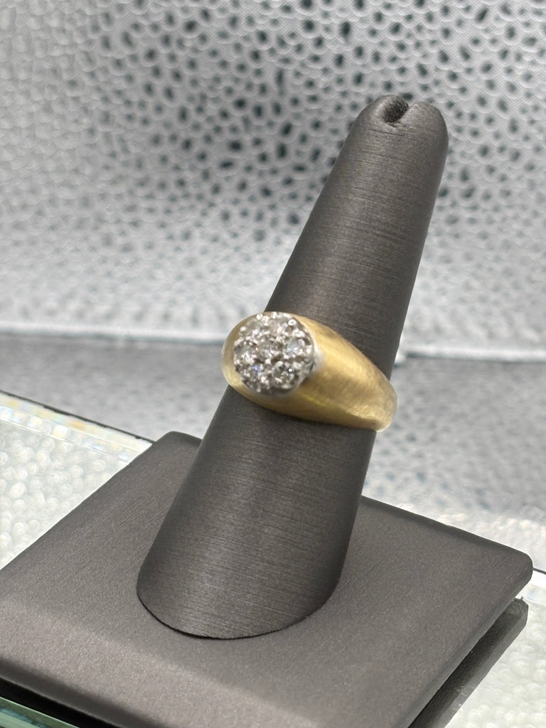 View two of Ladies / Gents 14 Karat Yellow Gold Diamond Cluster Ring