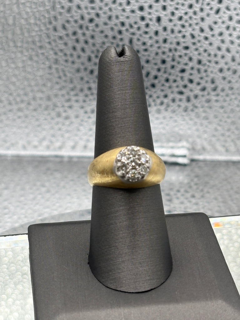 View five of Ladies / Gents 14 Karat Yellow Gold Diamond Cluster Ring