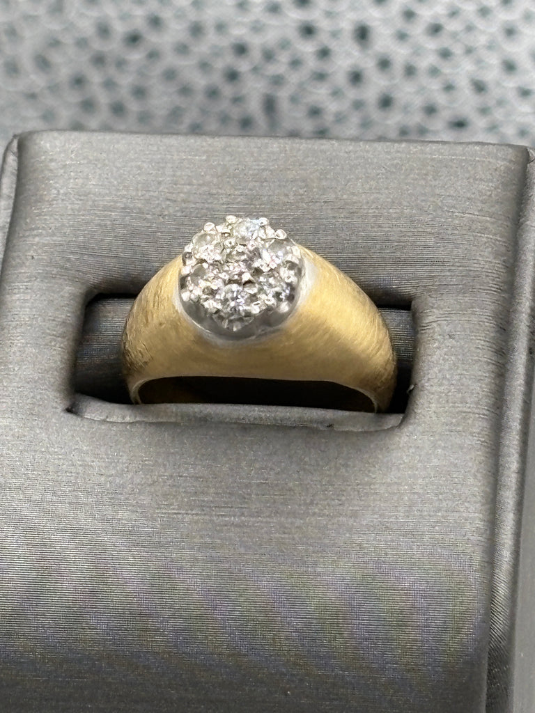 View nine of Ladies / Gents 14 Karat Yellow Gold Diamond Cluster Ring