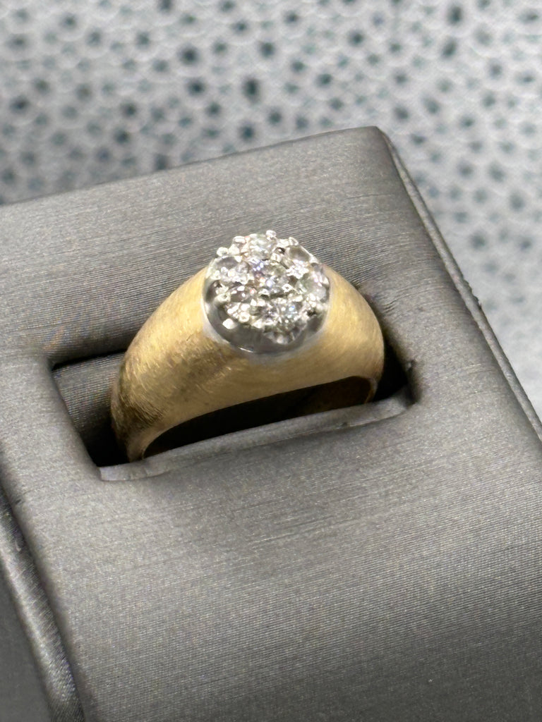 View seven of Ladies / Gents 14 Karat Yellow Gold Diamond Cluster Ring