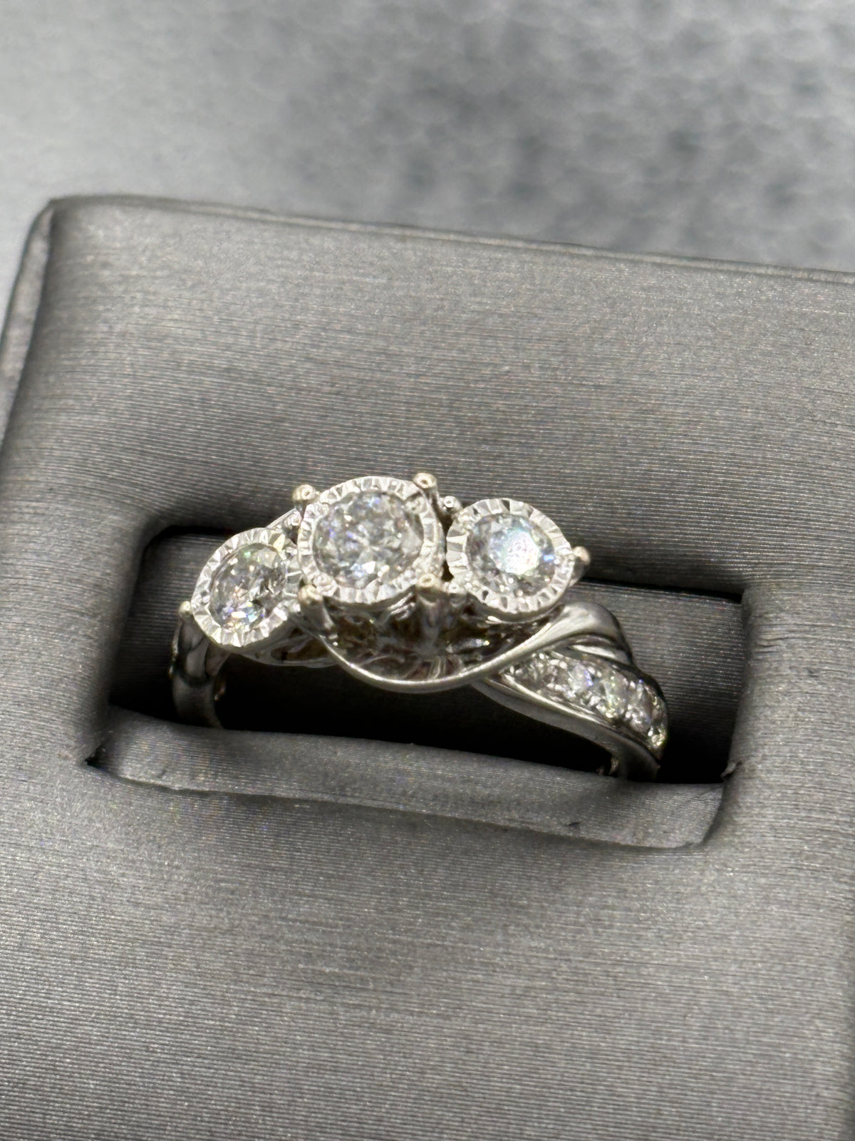 Ladies Fabulous 14 Karat White Gold Diamond Bi-Pass Ring