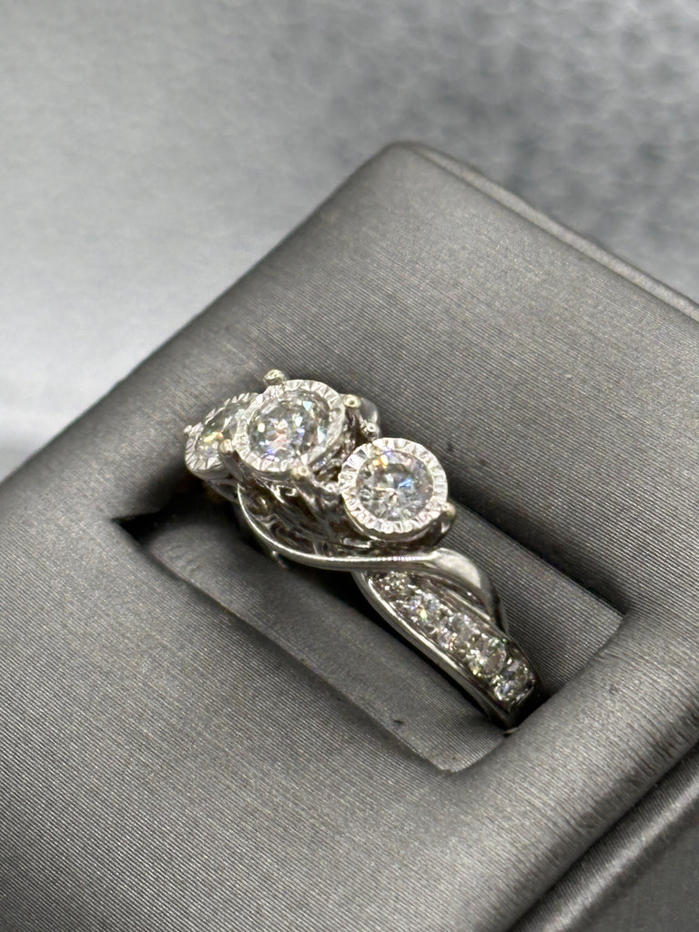 View four of Ladies Fabulous 14 Karat White Gold Diamond Bi-Pass Ring