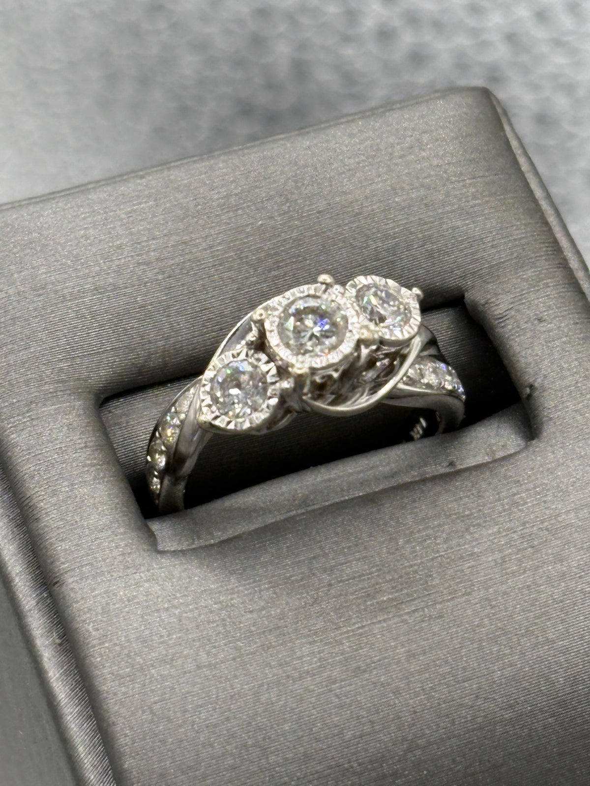 View six of Ladies Fabulous 14 Karat White Gold Diamond Bi-Pass Ring