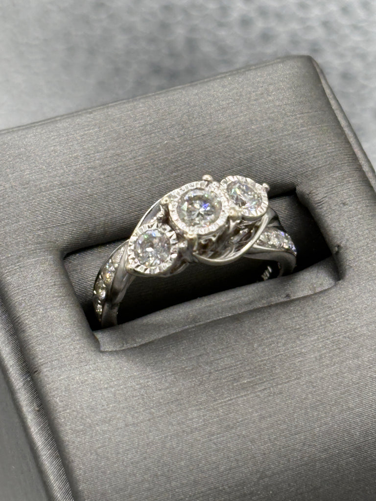 View six of Ladies Fabulous 14 Karat White Gold Diamond Bi-Pass Ring