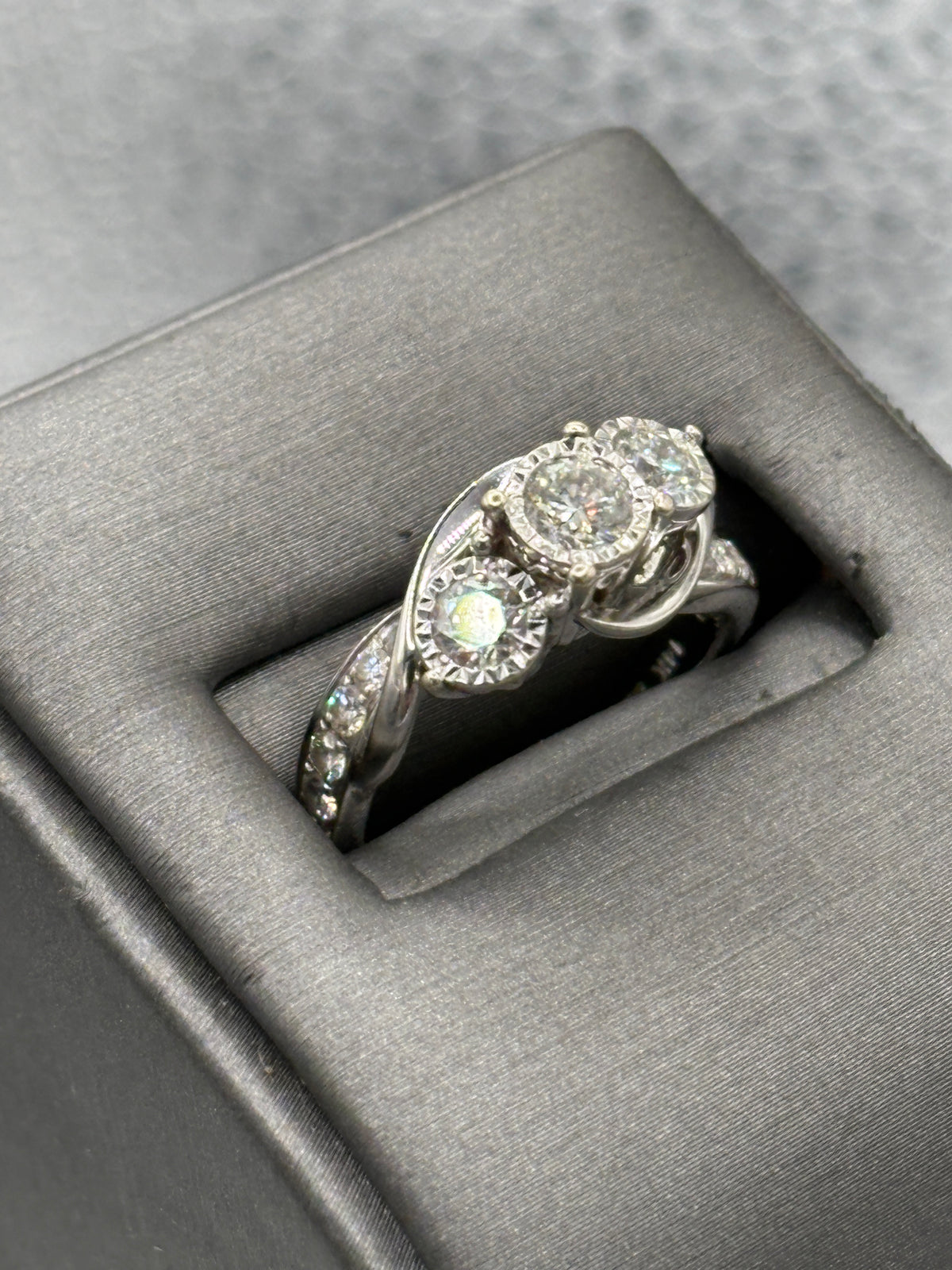 View seven of Ladies Fabulous 14 Karat White Gold Diamond Bi-Pass Ring