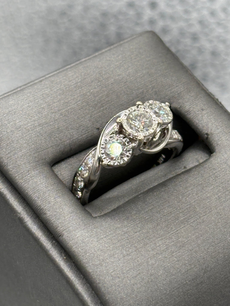 View seven of Ladies Fabulous 14 Karat White Gold Diamond Bi-Pass Ring