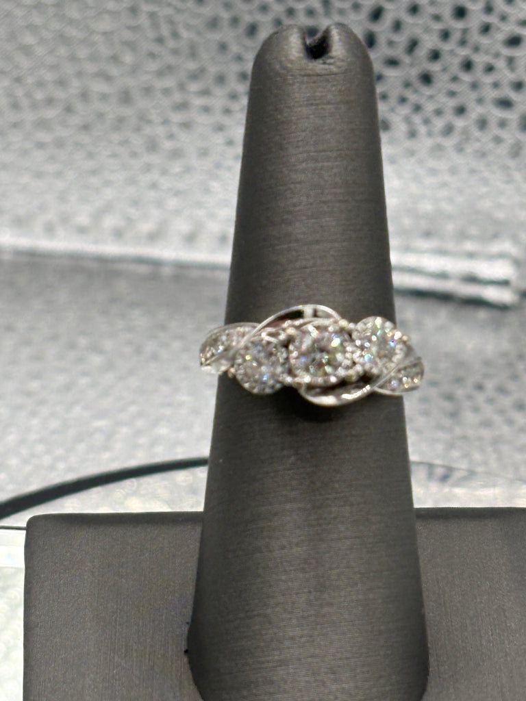 View eight of Ladies Fabulous 14 Karat White Gold Diamond Bi-Pass Ring