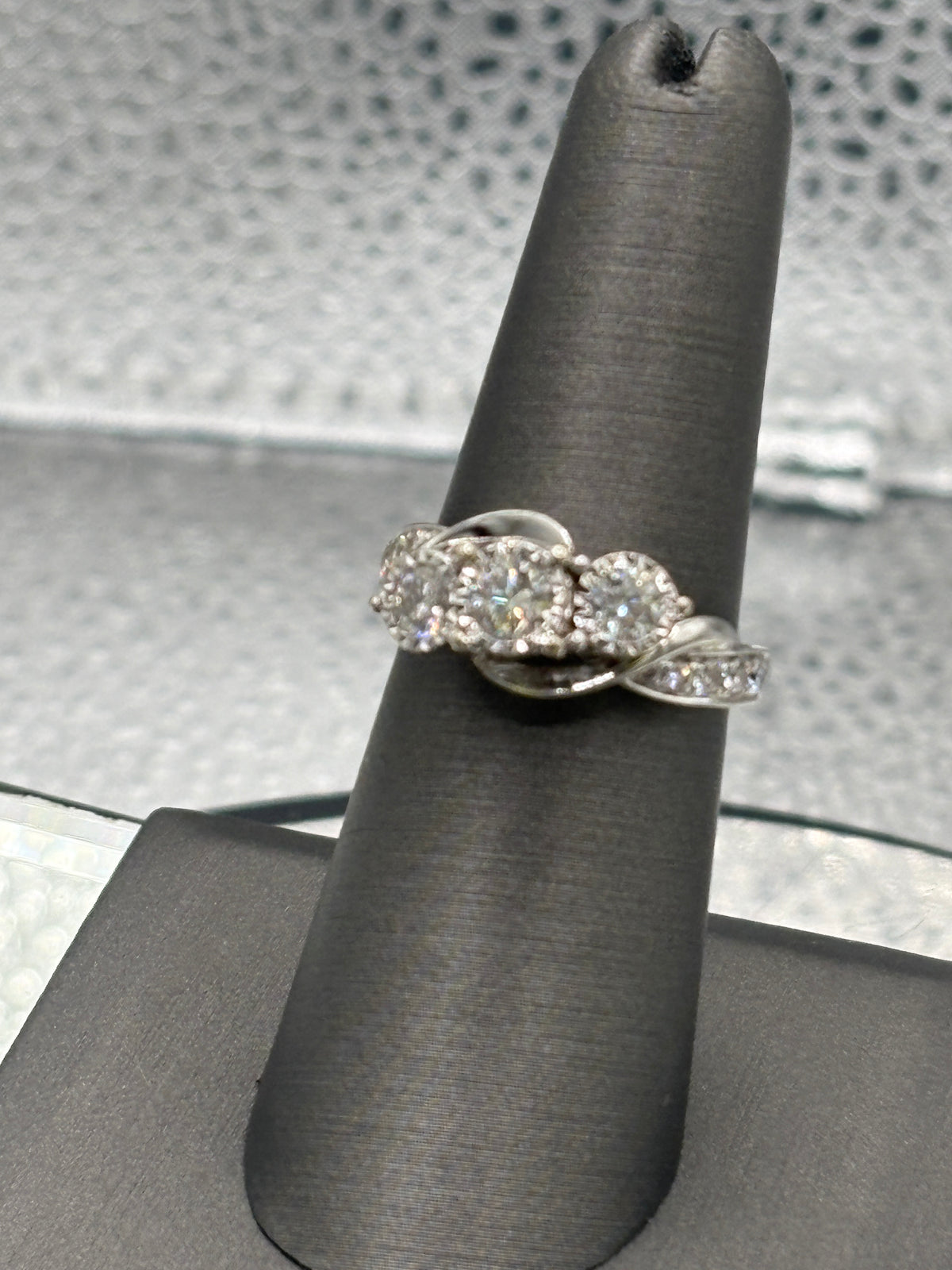 View nine of Ladies Fabulous 14 Karat White Gold Diamond Bi-Pass Ring