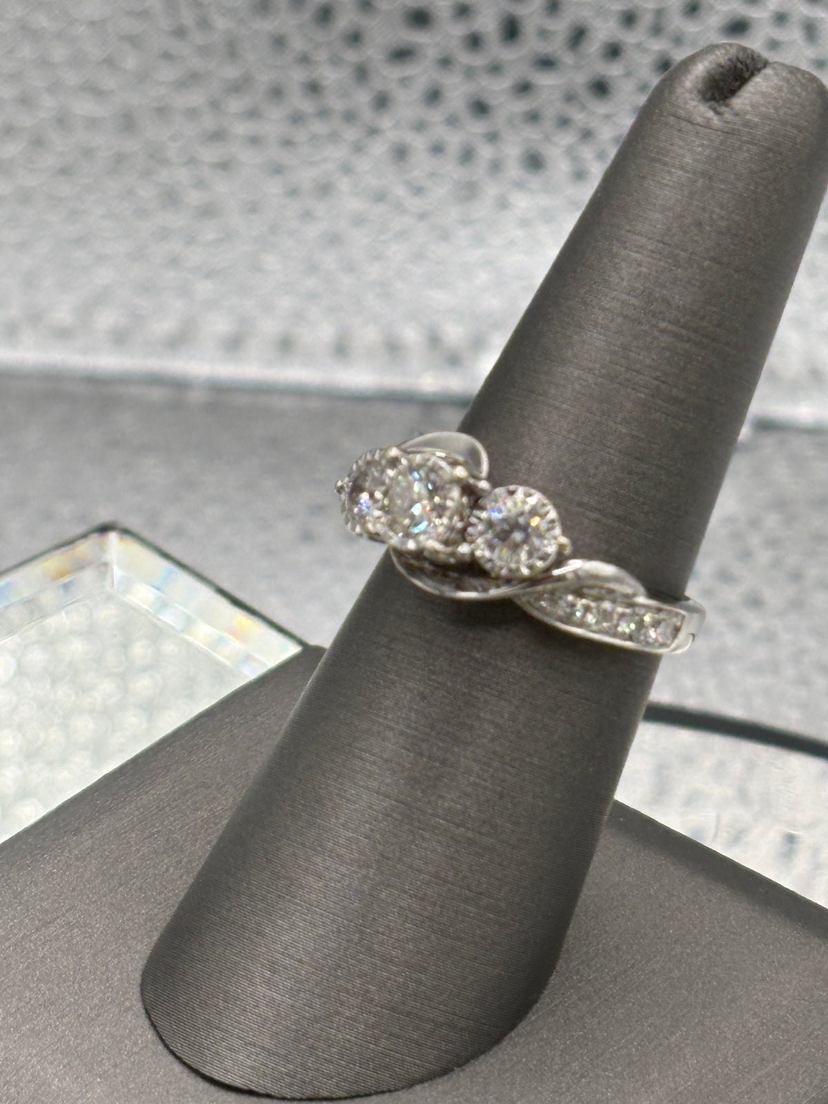 View ten of Ladies Fabulous 14 Karat White Gold Diamond Bi-Pass Ring