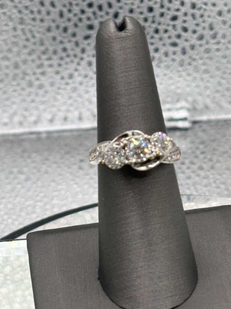 View eleven of Ladies Fabulous 14 Karat White Gold Diamond Bi-Pass Ring