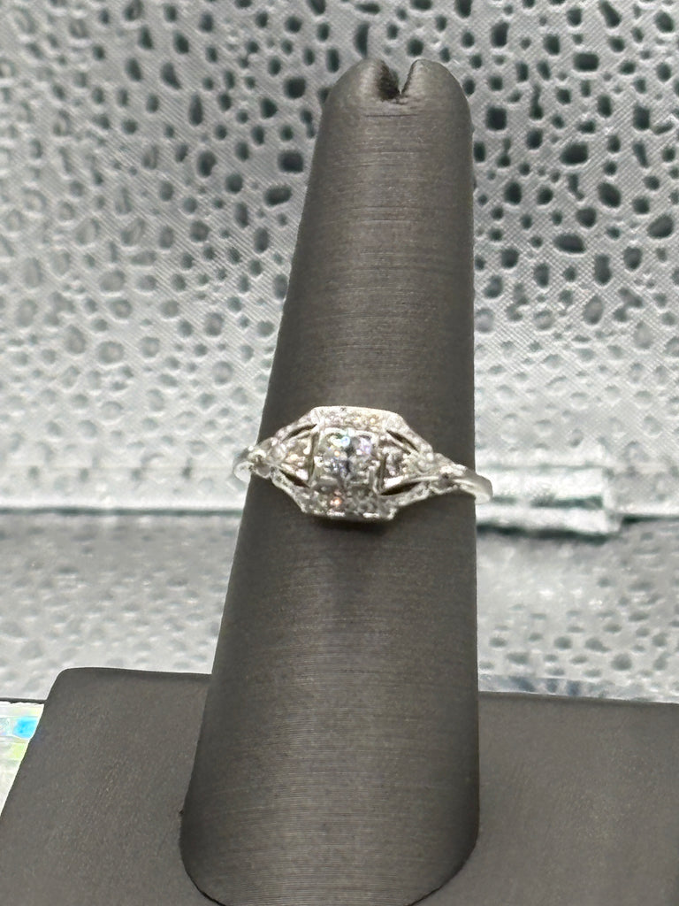 View two of Antique Ladies Platinum Diamond Filagre Ring