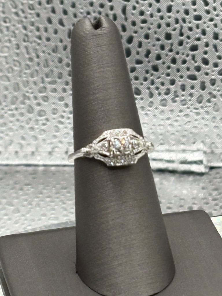 View three of Antique Ladies Platinum Diamond Filagre Ring
