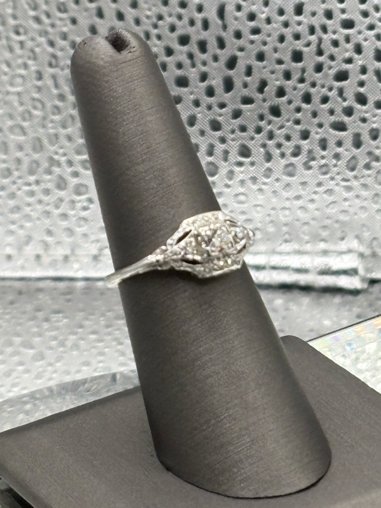 View four of Antique Ladies Platinum Diamond Filagre Ring
