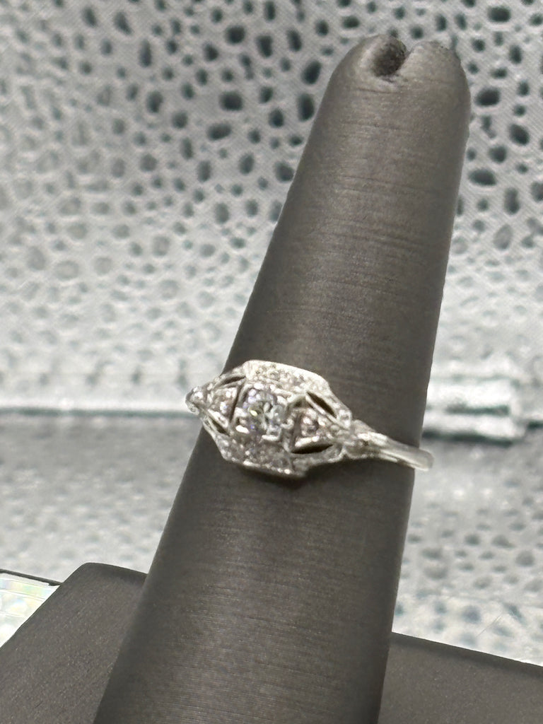 View five of Antique Ladies Platinum Diamond Filagre Ring
