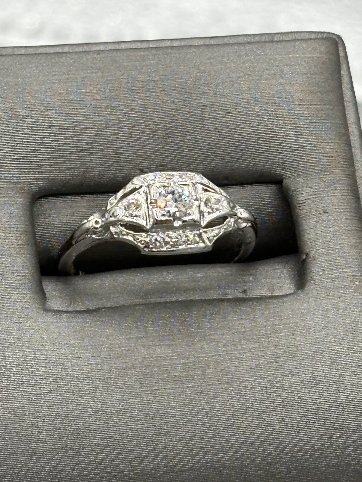 View eight of Antique Ladies Platinum Diamond Filagre Ring