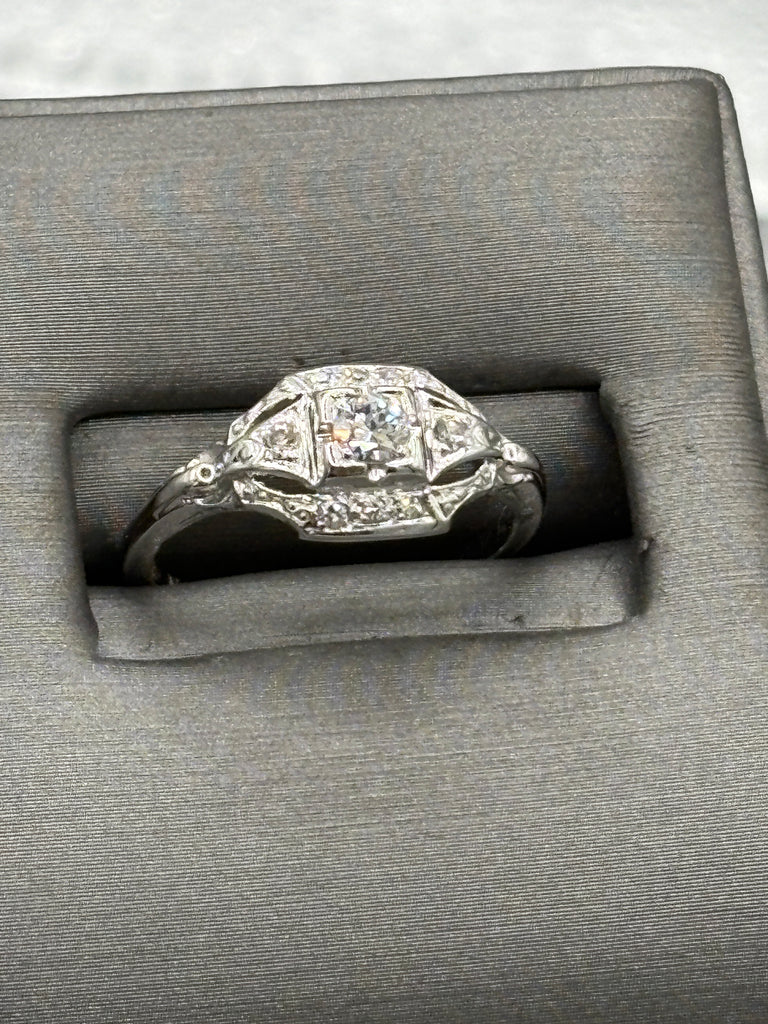 View eight of Antique Ladies Platinum Diamond Filagre Ring