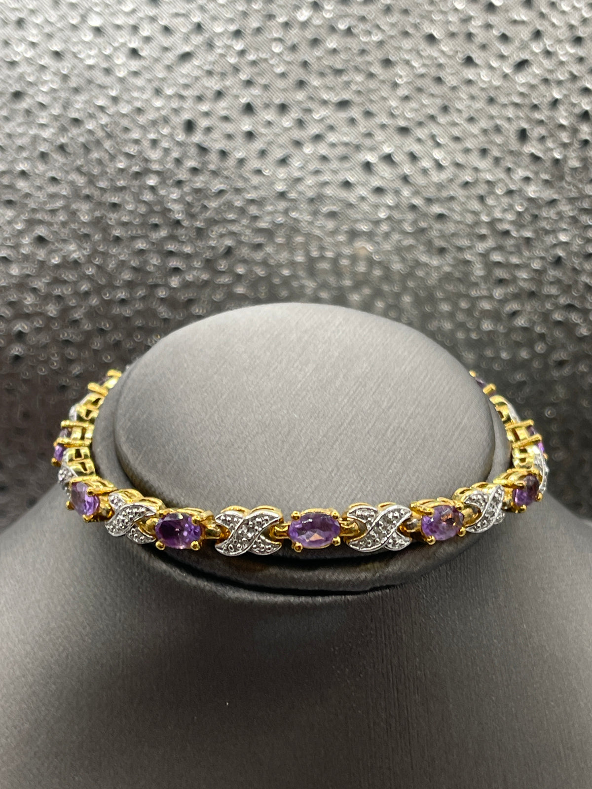 Ladies Gold Plated Sterling Silver and  Amethyst Bracelet