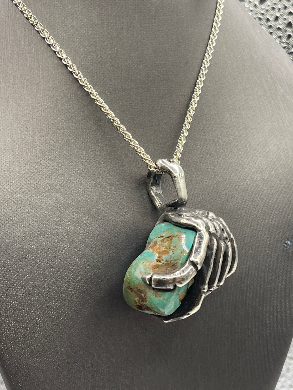 Sterling Silver and Blue Moon Turquoise Necklace