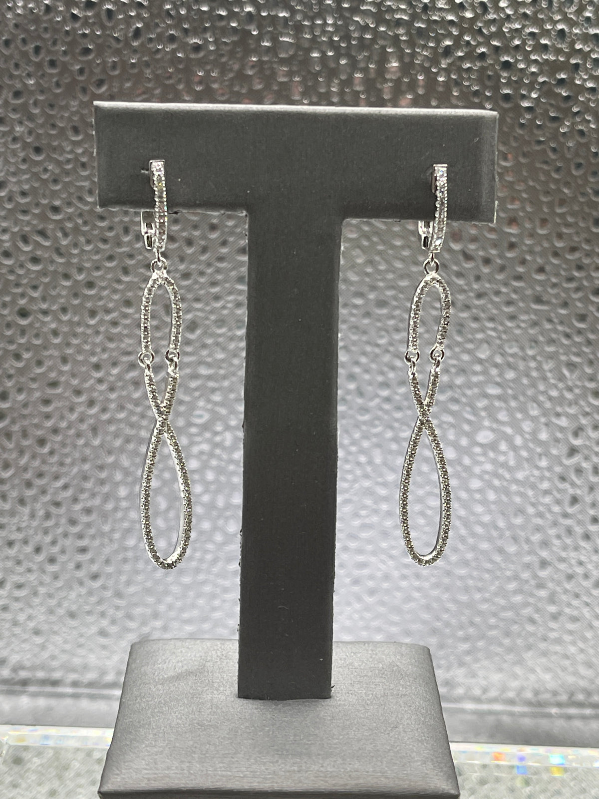 Ladies Sterling Silver and Diamond-Like Earrings