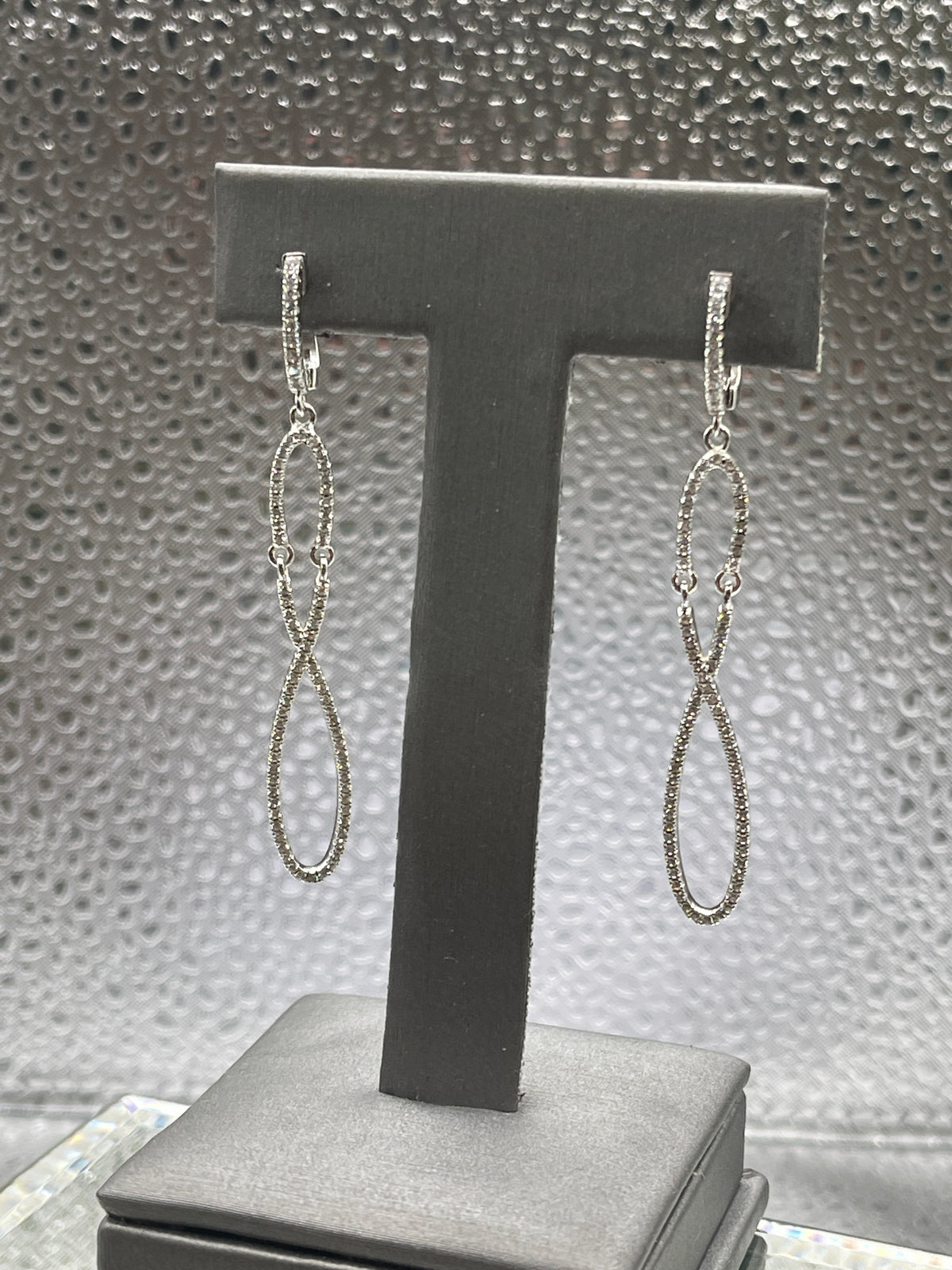 Ladies Sterling Silver and Diamond-Like Earrings