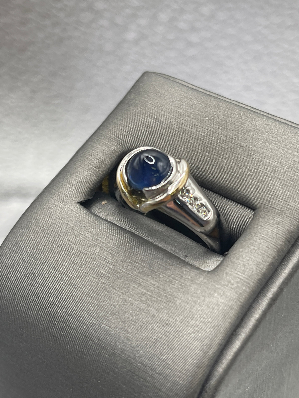 Ladies 14 Karat White and Yellow Gold Sapphire and Diamond Ring