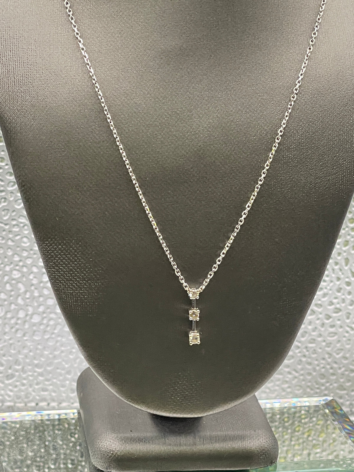 Ladies 14 Karat White Gold and Diamond Necklace