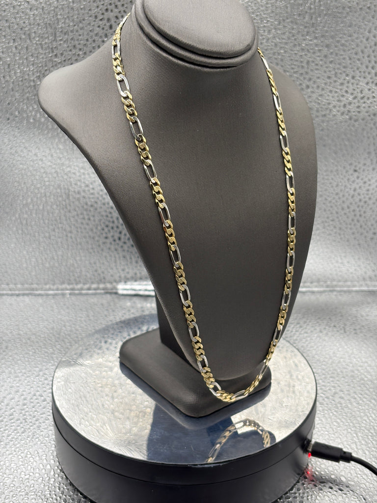Ladies/ Gents 14 Karat White & Yellow Gold Figeroe Link Chain