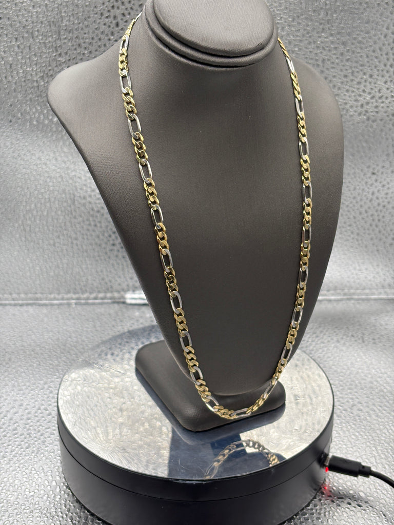 Ladies/ Gents 14 Karat White & Yellow Gold Figeroe Link Chain