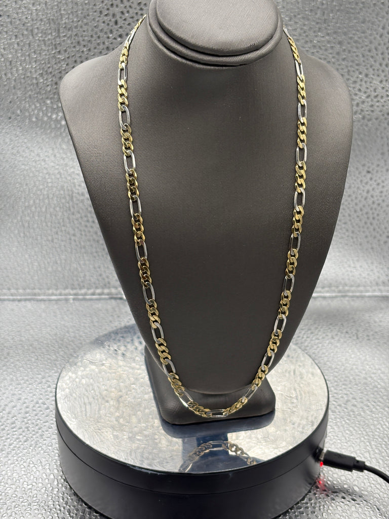 Ladies/ Gents 14 Karat White & Yellow Gold Figeroe Link Chain