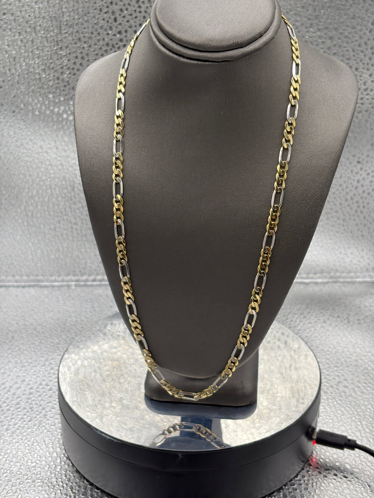 Ladies/ Gents 14 Karat White & Yellow Gold Figeroe Link Chain
