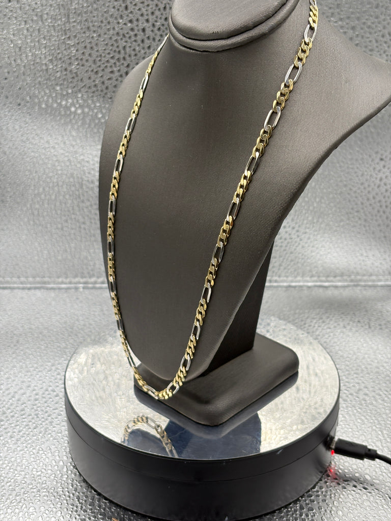 Ladies/ Gents 14 Karat White & Yellow Gold Figeroe Link Chain