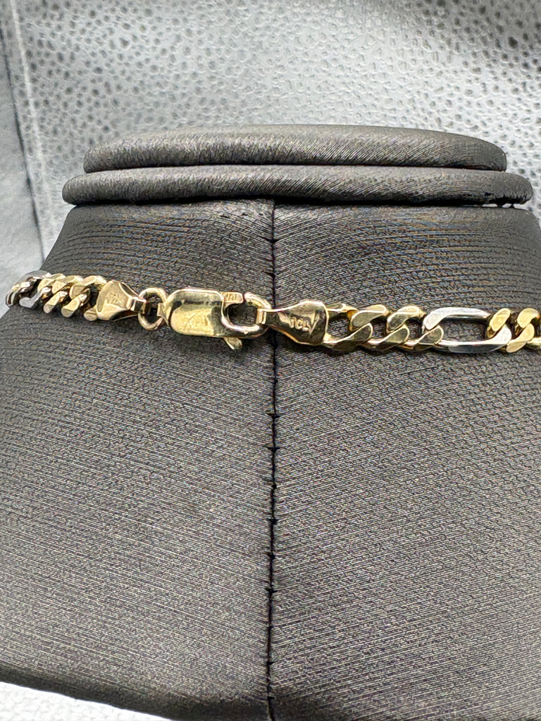 Ladies/ Gents 14 Karat White & Yellow Gold Figeroe Link Chain