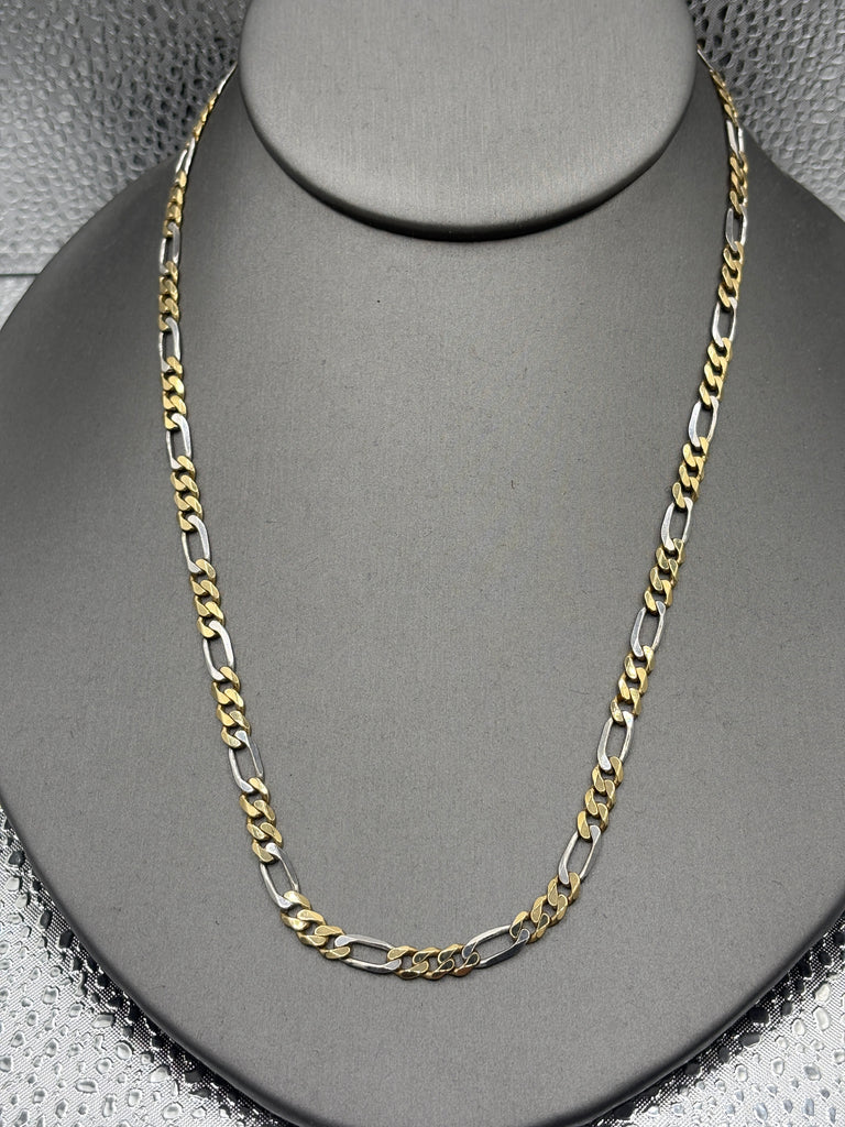 Ladies/ Gents 14 Karat White & Yellow Gold Figeroe Link Chain