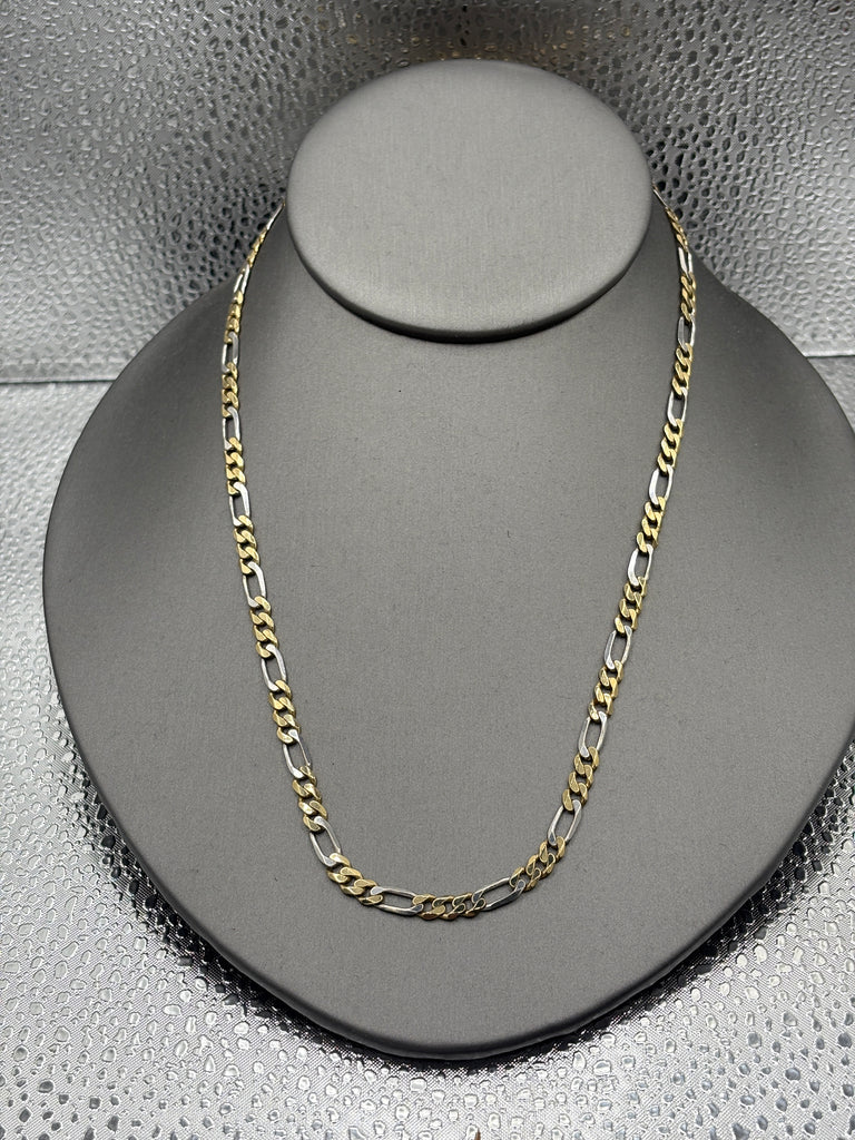 Ladies/ Gents 14 Karat White & Yellow Gold Figeroe Link Chain
