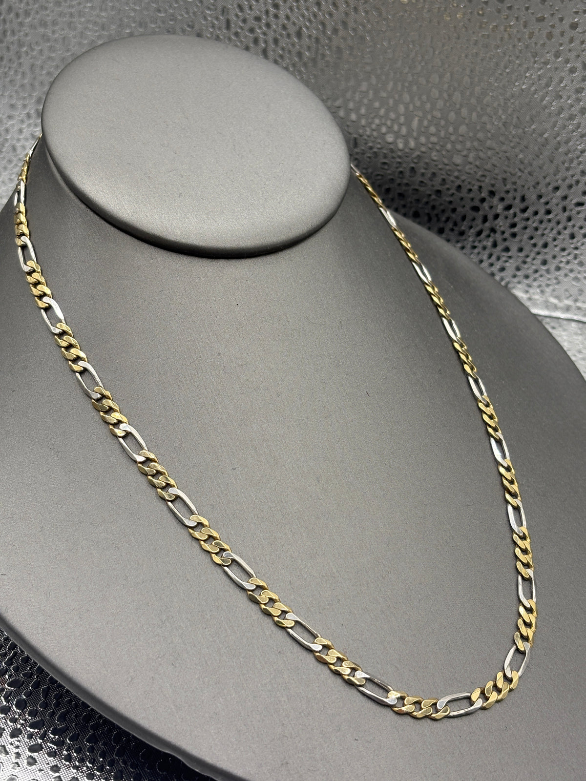 Ladies/ Gents 14 Karat White & Yellow Gold Figeroe Link Chain