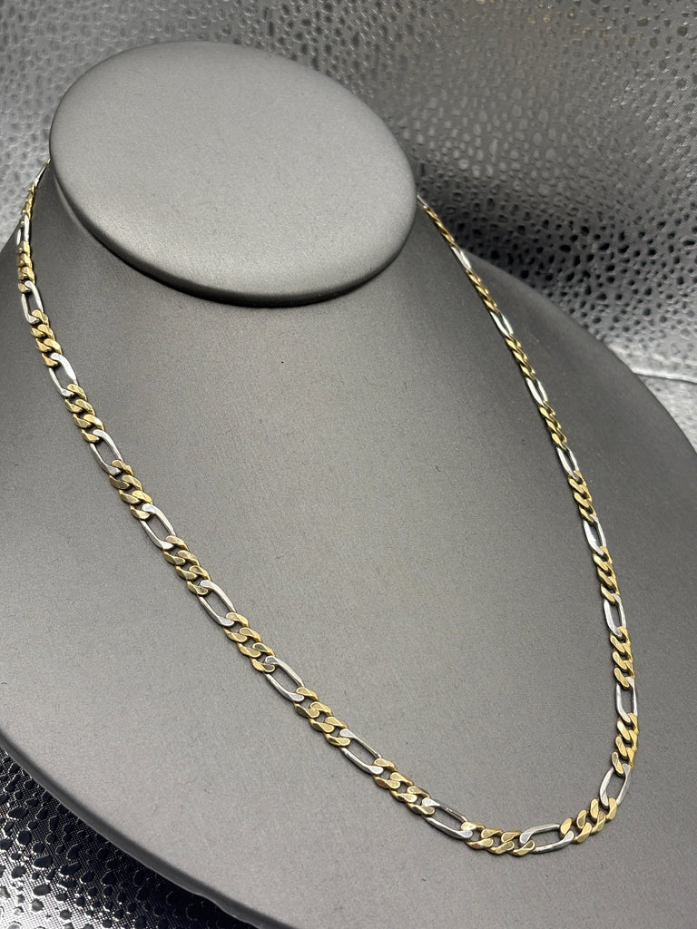 Ladies/ Gents 14 Karat White & Yellow Gold Figeroe Link Chain